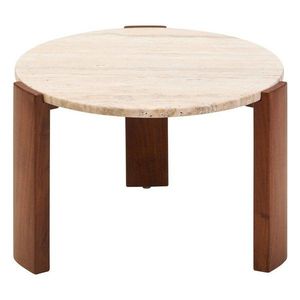 Hnedý/v svetlo prírodnej farbe okrúhly konferenčný stolík s mramorovou doskou ø 60 cm Palermo – Premier Housewares vyobraziť