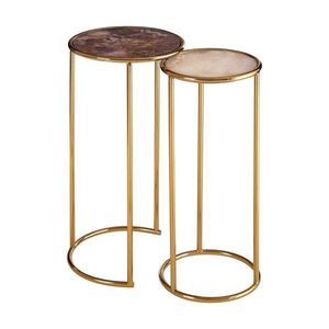 Okrúhle odkladacie stolíky v súprave 2 ks s doskou z kameňa ø 31 cm Vita – Premier Housewares vyobraziť