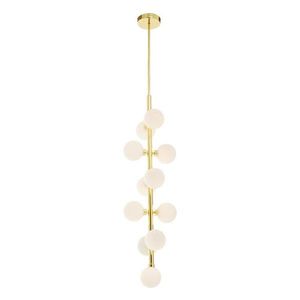 Biele/v zlatej farbe kovové závesné svietidlo so skleneným tienidlom ø 27 cm Trieste – Premier Housewares vyobraziť