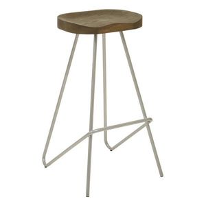 Barová stolička z brestového dreva v striebornej farbe/v prírodnej farbe (výška sedadla 78 cm) District – Premier Housewares vyobraziť