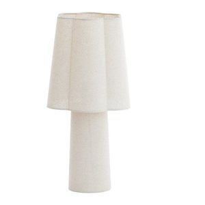 Biela stolová lampa s tienidlom vyobraziť