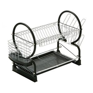 Čierny dvojposchodový odkvapkávač z nehrdzavejúcej ocele 56x25 cm Laurie – Premier Housewares vyobraziť