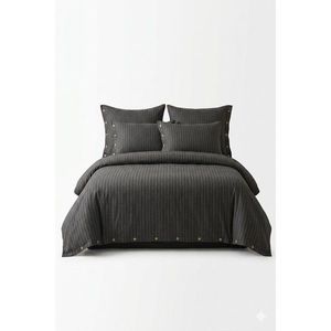 Tmavosivé obliečky na dvojlôžko/predĺžené z bavlny Renforcé 240x220 cm Como Striped – Mila Home Luxury vyobraziť