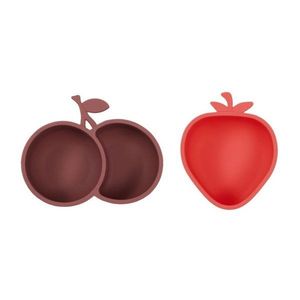 Červené/hnedé silikónové detské misky v súprave 2 ks Yummy – OYOY Mini vyobraziť