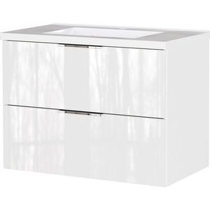 Biela lesklá závesná skrinka pod umývadlo 81x61 cm Celano – Germania vyobraziť