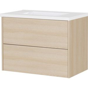 Závesná skrinka pod umývadlo v dekore duba v prírodnej farbe 81x61 cm Bodera – Germania vyobraziť