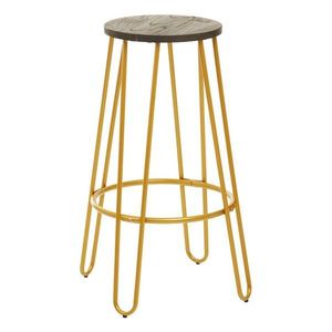 Barová stolička z brestového dreva v zlatej farbe/v prírodnej farbe (výška sedadla 75 cm) District – Premier Housewares vyobraziť