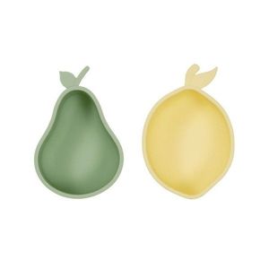 Žlté/zelené silikónové detské misky v súprave 2 ks Lemon & Pear – OYOY Mini vyobraziť