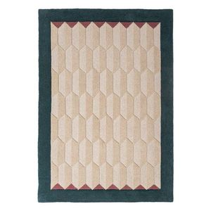 Ručne tkaný vlnený koberec v prírodnej farbe/zelenomodrý 120x170 cm Apex Border Wool – Flair Rugs vyobraziť