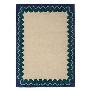 Ručne tkaný vlnený koberec v prírodnej farbe/zelenomodrý 200x290 cm Wiggle Wool – Flair Rugs vyobraziť
