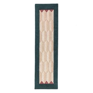 Ručne tkaný vlnený behúň v prírodnej farbe/zelenomodrý 60x230 cm Apex Border Wool – Flair Rugs vyobraziť