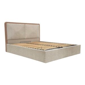 Béžová/staroružová čalúnená dvojlôžková posteľ s úložným priestorom s roštom 160x200 cm Mara – Bobochic Paris vyobraziť