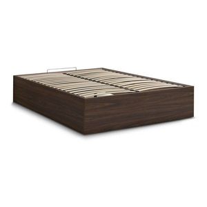 Tmavohnedá dvojlôžková posteľ z drevotriesky v dekore brezy s úložným priestorom/bez čela s roštom 140x190 cm Mara – Bobochic Paris vyobraziť