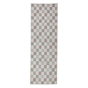Modrý prateľný behúň s prímesou bavlny 80x230 cm Muted Checkerboard – Flair Rugs vyobraziť