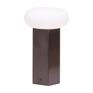 Hnedá kovová LED stolová lampa so stmievačom so skleneným tienidlom (výška 20 cm) Low – Hübsch vyobraziť