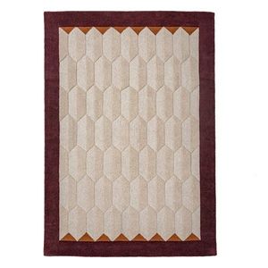 Vínovočervený/v prírodnej farbe ručne tkaný vlnený koberec 120x170 cm Apex Border Wool – Flair Rugs vyobraziť