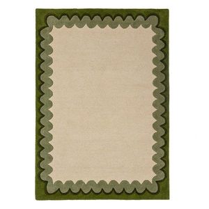 Zelený/v prírodnej farbe ručne tkaný vlnený koberec 140x200 cm Wiggle Wool – Flair Rugs vyobraziť