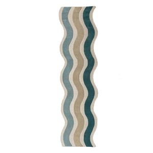 Modrý ručne tkaný vlnený behúň 80x300 cm Cascade Wool – Flair Rugs vyobraziť