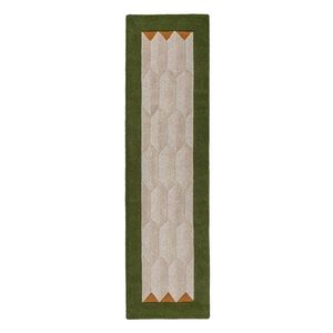 Zelený/v prírodnej farbe ručne tkaný vlnený behúň 60x230 cm Apex Border Wool – Flair Rugs vyobraziť