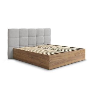 Sivá čalúnená čalúnená/z drevotriesky dvojlôžková posteľ s úložným priestorom s roštom 160x200 cm Kumo – Bobochic Paris vyobraziť