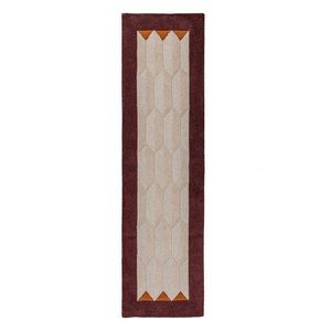 Vínovočervený/v prírodnej farbe ručne tkaný vlnený behúň 60x230 cm Apex Border Wool – Flair Rugs vyobraziť