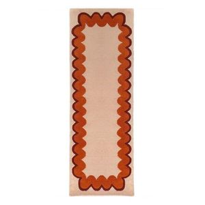 Oranžový/v prírodnej farbe ručne tkaný vlnený behúň 80x230 cm Wiggle Wool – Flair Rugs vyobraziť