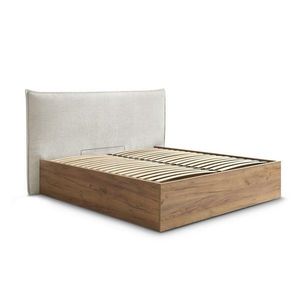 Krémovobiela čalúnená čalúnená/z drevotriesky dvojlôžková posteľ s úložným priestorom s roštom 180x200 cm Charlie – Bobochic Paris vyobraziť