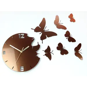 3D nalepovacie hodiny Butterflies medené vyobraziť