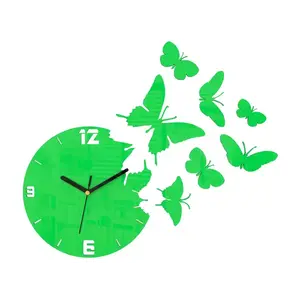 3D nalepovacie hodiny Butterflies zelené vyobraziť