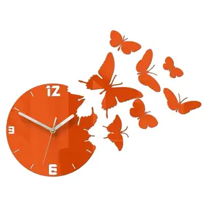 3D nalepovacie hodiny Butterfly oranžové vyobraziť