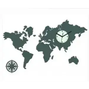 3D nalepovacie hodiny Continents šedé vyobraziť