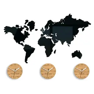 3D nalepovacie hodiny Earth čierne vyobraziť