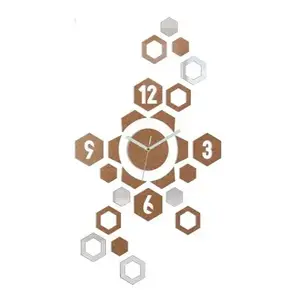 3D nalepovacie hodiny Hexagon medené vyobraziť