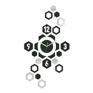 3D nalepovacie hodiny Hexagon wenge vyobraziť