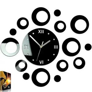 3D nalepovacie hodiny Rings čierne vyobraziť