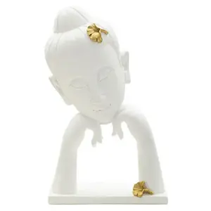 Buddha dekorácia na stôl B 21 cm biela/zlatá vyobraziť