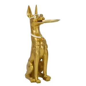 Dekoratívna socha Dog Pit s podnosom 91 cm zlatá vyobraziť