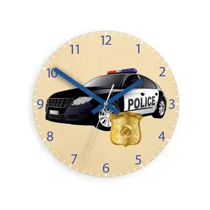 Detské nástenné hodiny Ami Policajné auto 30 cm viacfarebné vyobraziť
