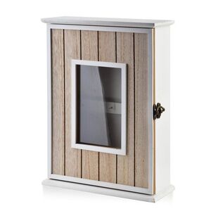 Drevená skrinka na kľúče STACY Window 22x8x29, 5 cm biela/hnedá vyobraziť