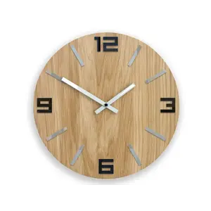 Drevené nástenné hodiny arabské 33 cm hnedé/strieborné vyobraziť