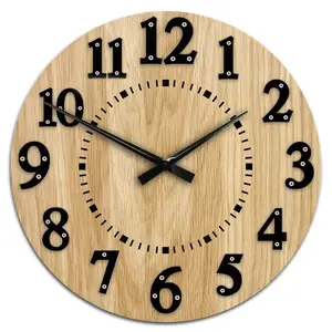 Drevené nástenné hodiny Malibu 49 cm dub prírodný/čierny vyobraziť