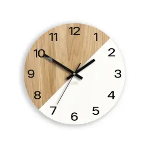 Drevené nástenné hodiny Oxford 33 cm dub prírodný/biely vyobraziť