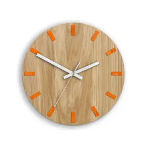 Drevené nástenné hodiny Simple 33 cm dub prírodný/oranžový vyobraziť
