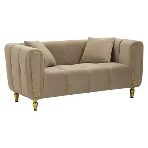 Dvojmiestna pohovka Alma 155 cm taupe/zlatá vyobraziť