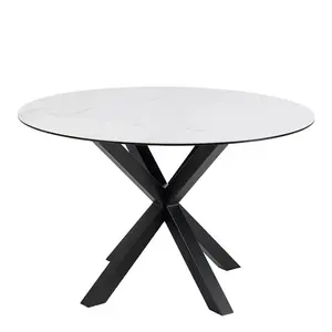 Jedálenský okrúhly stôl Heaven 120 cm biely mramor/čierny vyobraziť