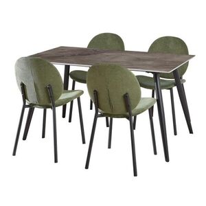 Jedálenský set Wicklow 140 cm sivý mramor/zelený vyobraziť