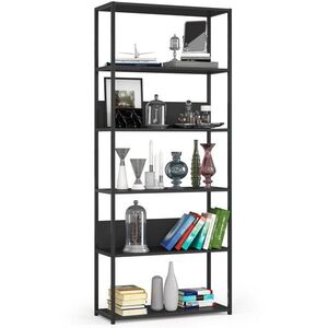 Knižnica Loft s kovovým rámom 80 cm čierna vyobraziť