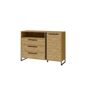 Komoda Ariana 1D3S 130 cm čierna/dub Artisan vyobraziť