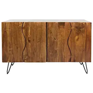 Komoda Avola 137 cm z masívu čierna/orech vyobraziť