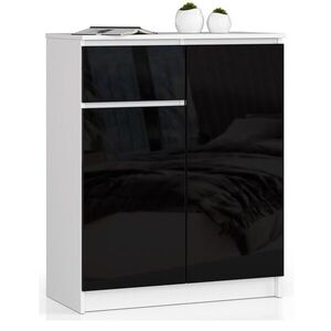 Komoda Kiara 80 cm 2 skrinky a 1 zásuvka biela/čierna vyobraziť